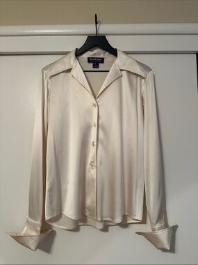 Ralph Lauren Purple Label Cream Silk Button-Up Blouse